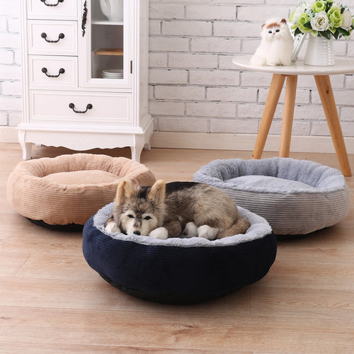 ChesTroyPets™ – Cama Redonda Gruesa y Cálida para Mascotas Pequeñas