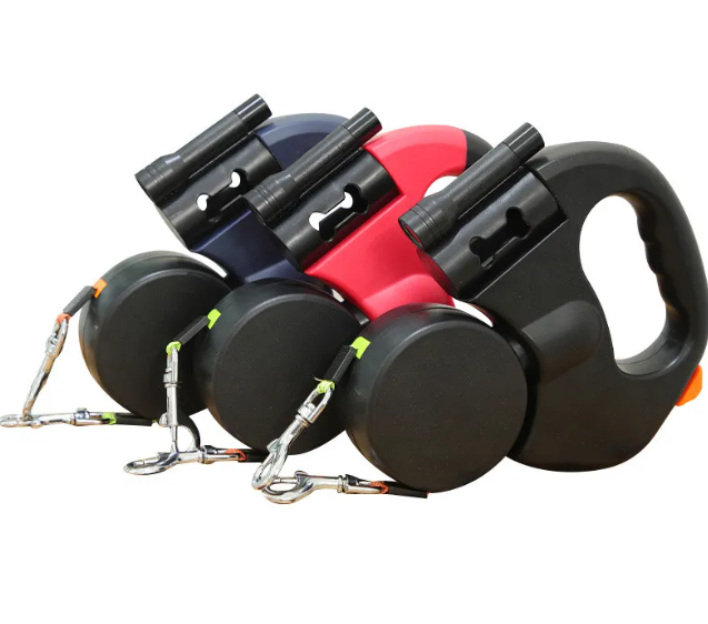 ChesTroyPets™ Correa Doble Automática para Perros – Retráctil con Luz