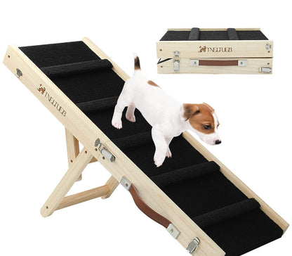ChesTroyPets™ – Escalera Ajustable de Madera para mascotas