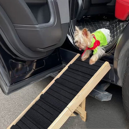 ChesTroyPets™ – Escalera Ajustable de Madera para mascotas