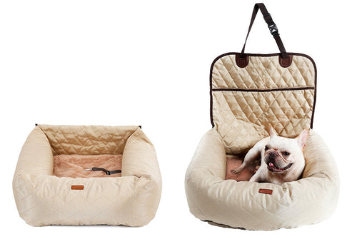 ChesTroyPets™ – Cama Portátil 2 en 1 para Mascotas / Cojín de Asiento Plegable