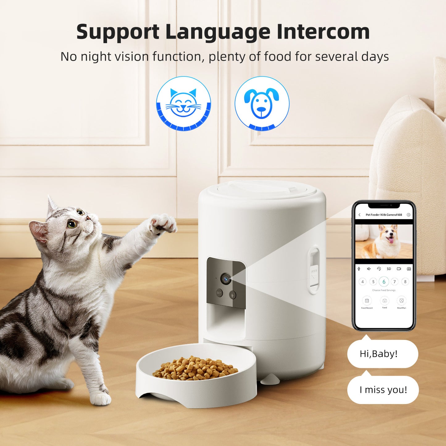 ChesTroyPets Intelligenter WiFi-Futterautomat 2L Automatischer Spender